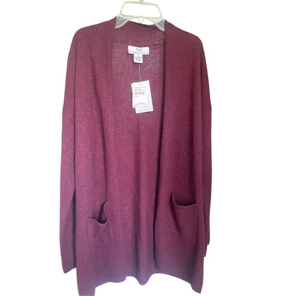 NWT Magaschoni 100% Cashmere Cardigan Sweater Red Wine M - Picture 2 of 10